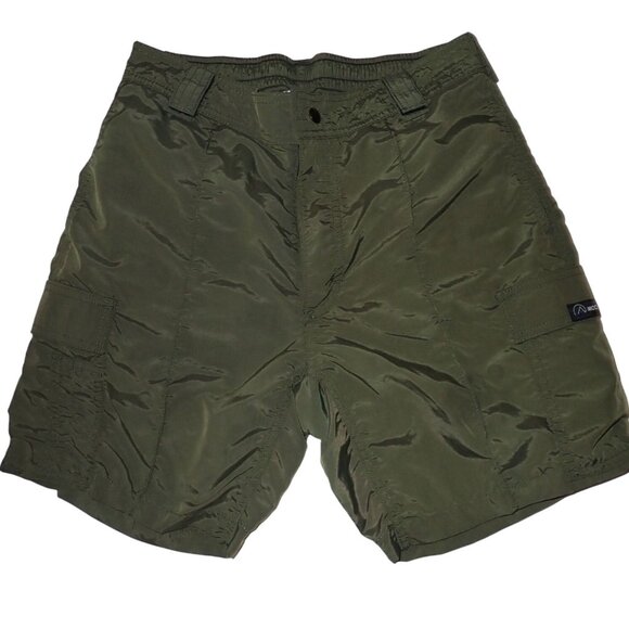 Mocean Tactical Cargo Shorts Green Nylon Elastic Waist Unisex Small W 28”‎ - Picture 1 of 6